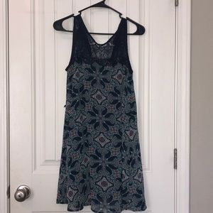 Blue patterned floral dress
